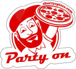 Red Pizza Guy Party On Stickers